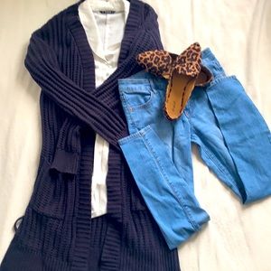 Navy knit cardigan